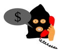 The swindler and the telephone receiver. Cartoon. Vector Royalty Free Stock Photo